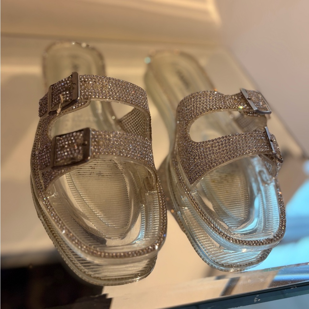 Silver jelli sandals used with box